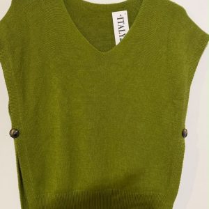 PULL COL V SANS MANCHES VERT