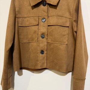 VESTE COURTE A BOUTONS FACON DAIM CAMEL
